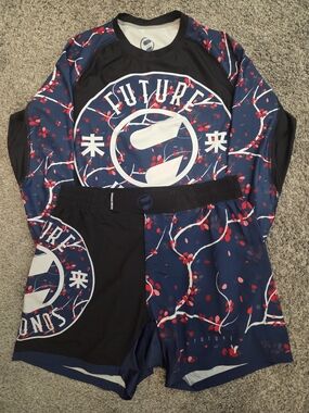 FUTURE KIMONOS BLOOD BLOSSOM RASHGUARD AND SHORTS SET FOR GRAPPLING AND MMA